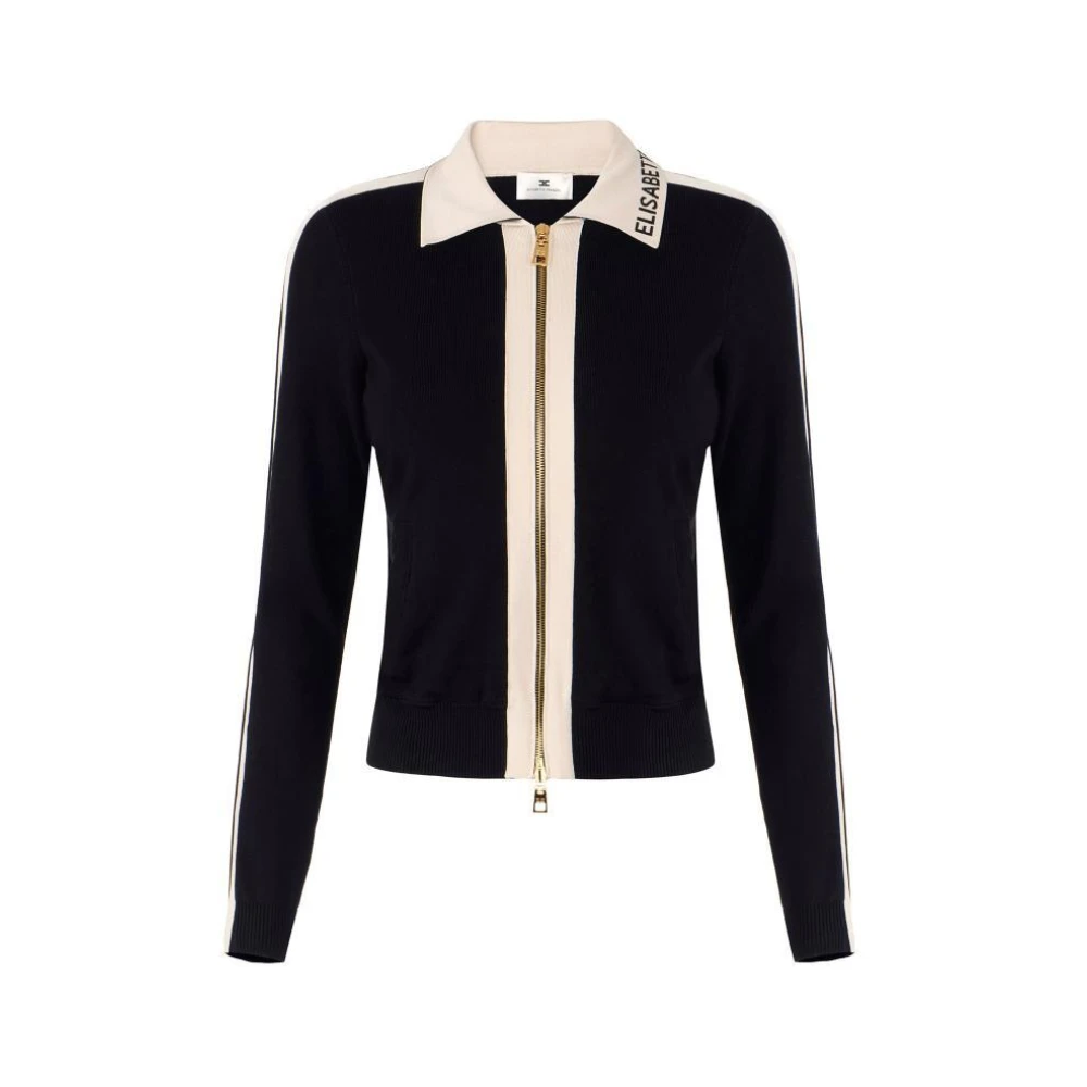 Elisabetta Franchi Women's Black Cardigans, M, Long-Sleeved Knit Jacket