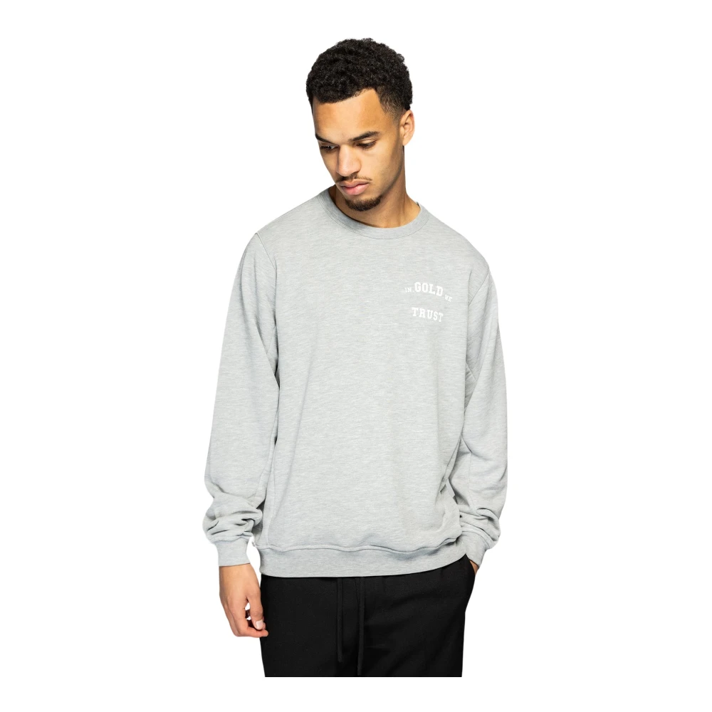 In Gold We Trust Grijze Melange Sweater Gray Heren