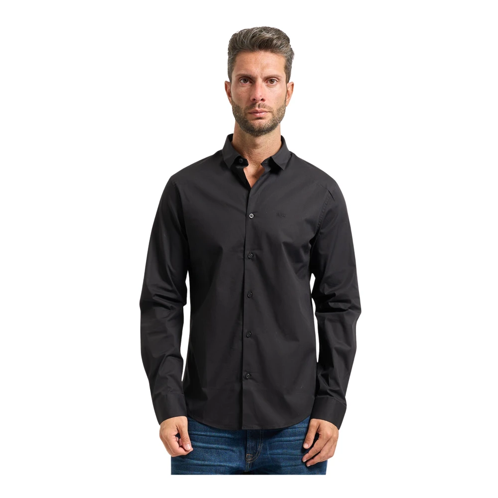 Armani Exchange Black Casual Shirts, Male, S, Slim Fit Poplin Shirt