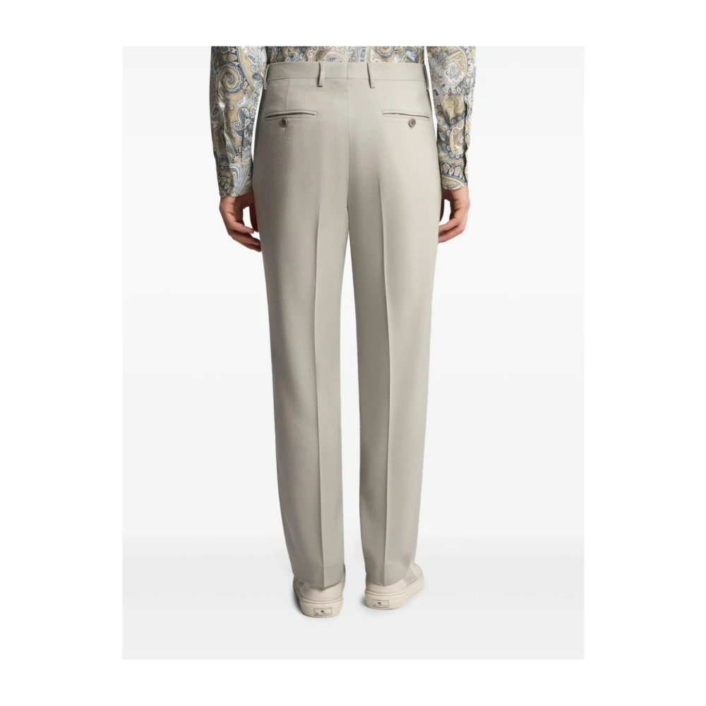 ETRO Cropped Pleat Trousers Gray Heren