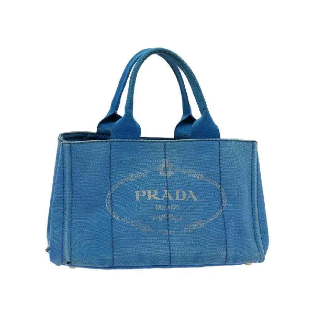 Prada Vintage Pre-owned Cotton handbags Blue Dames