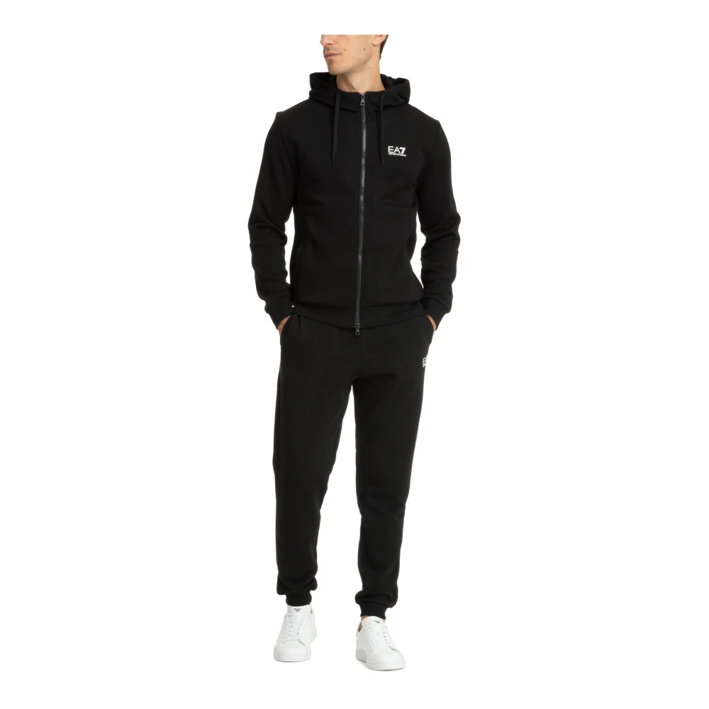 Emporio Armani EA7 Effen Tracksuit met Capuchon en Zakken Black Heren