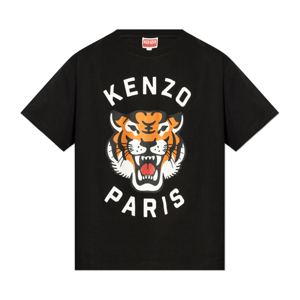 Kenzo Zwarte Tiger Head Logo T-shirt Black