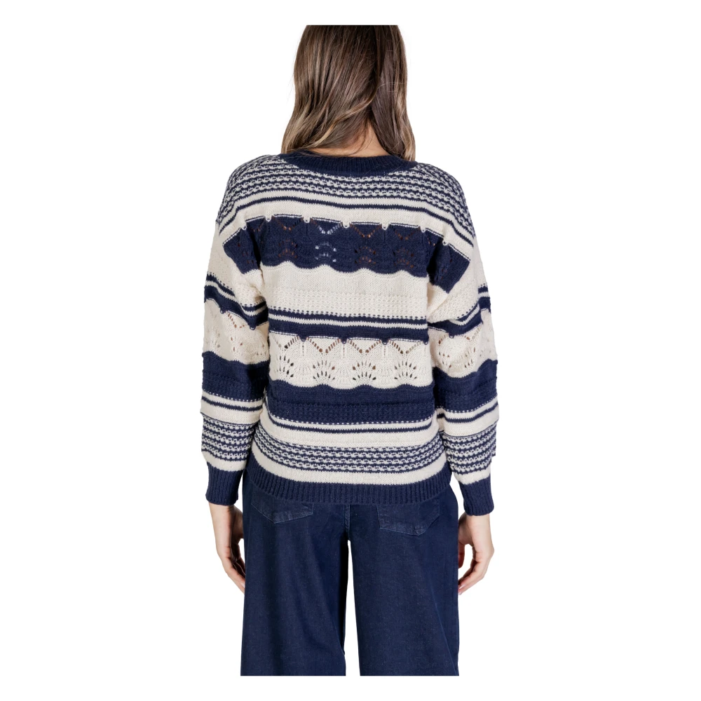 Ichi Herfst Winter Dames Gebreide Kleding Collectie Blue Dames
