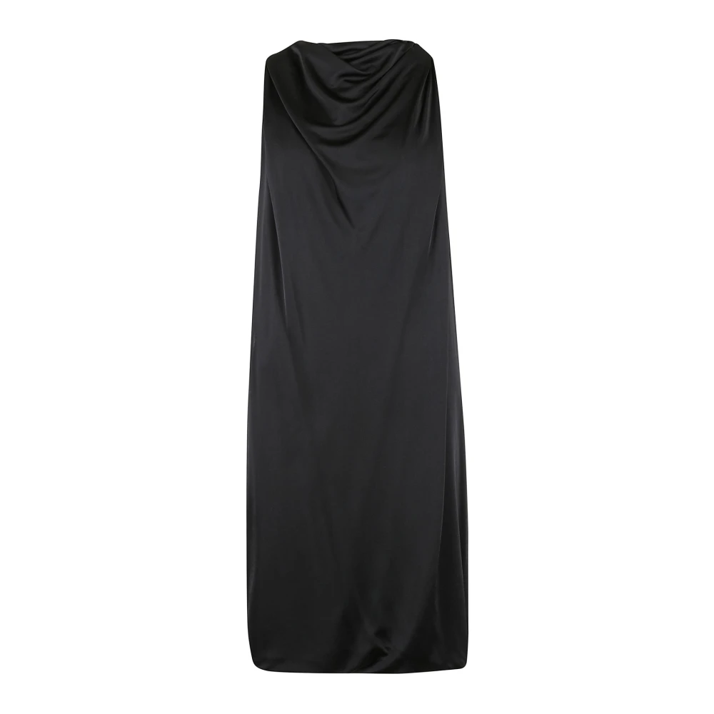 Lanvin Gedrapeerde Knielange Sjaal Jurk Black Dames