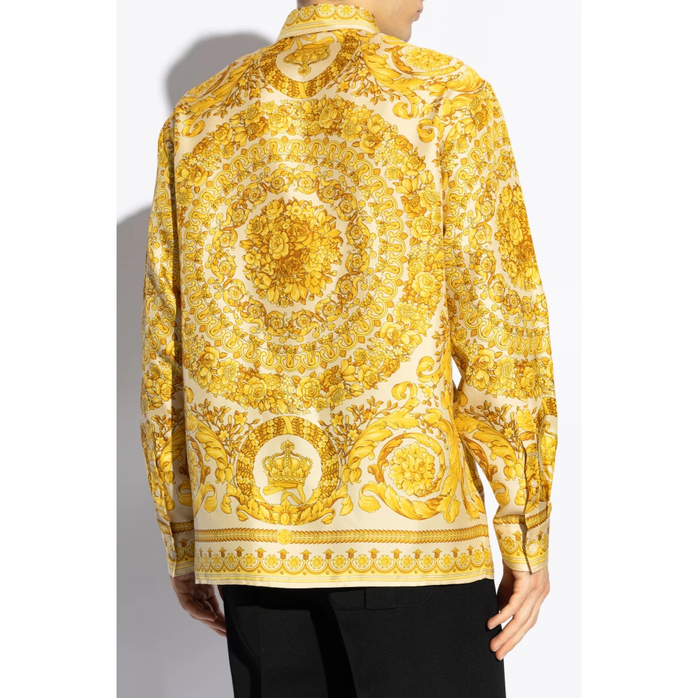 Versace Zijden Overhemd Yellow Heren
