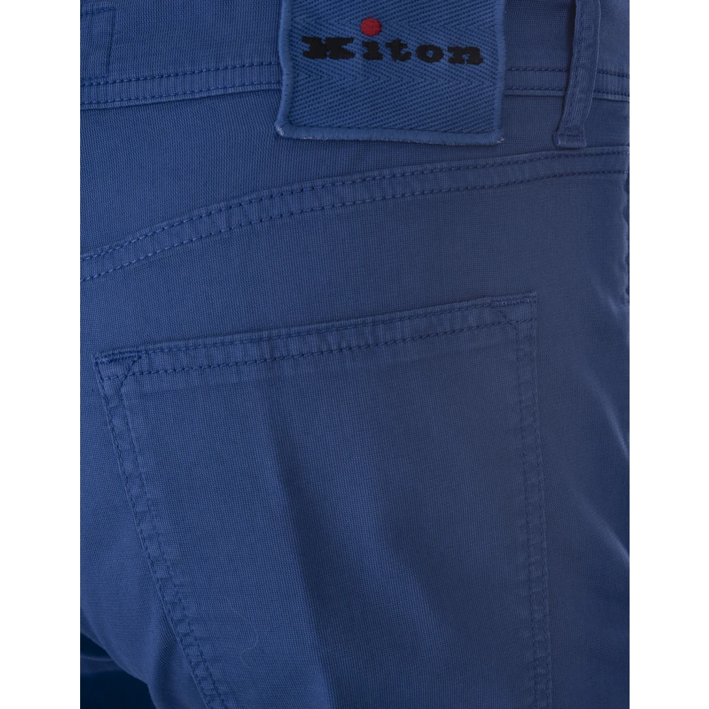 Kiton Blauwe Straight-Leg Broek Blue Heren