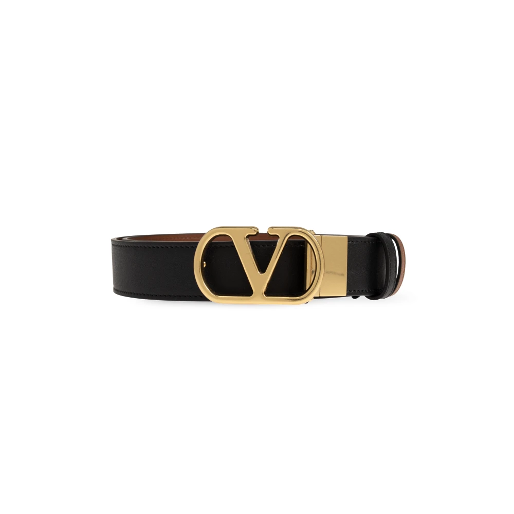 Valentino Garavani Vrouw Zwart Accessoires Dames, 90 Cm, Leer, Reversible Vlogo Signature Riem