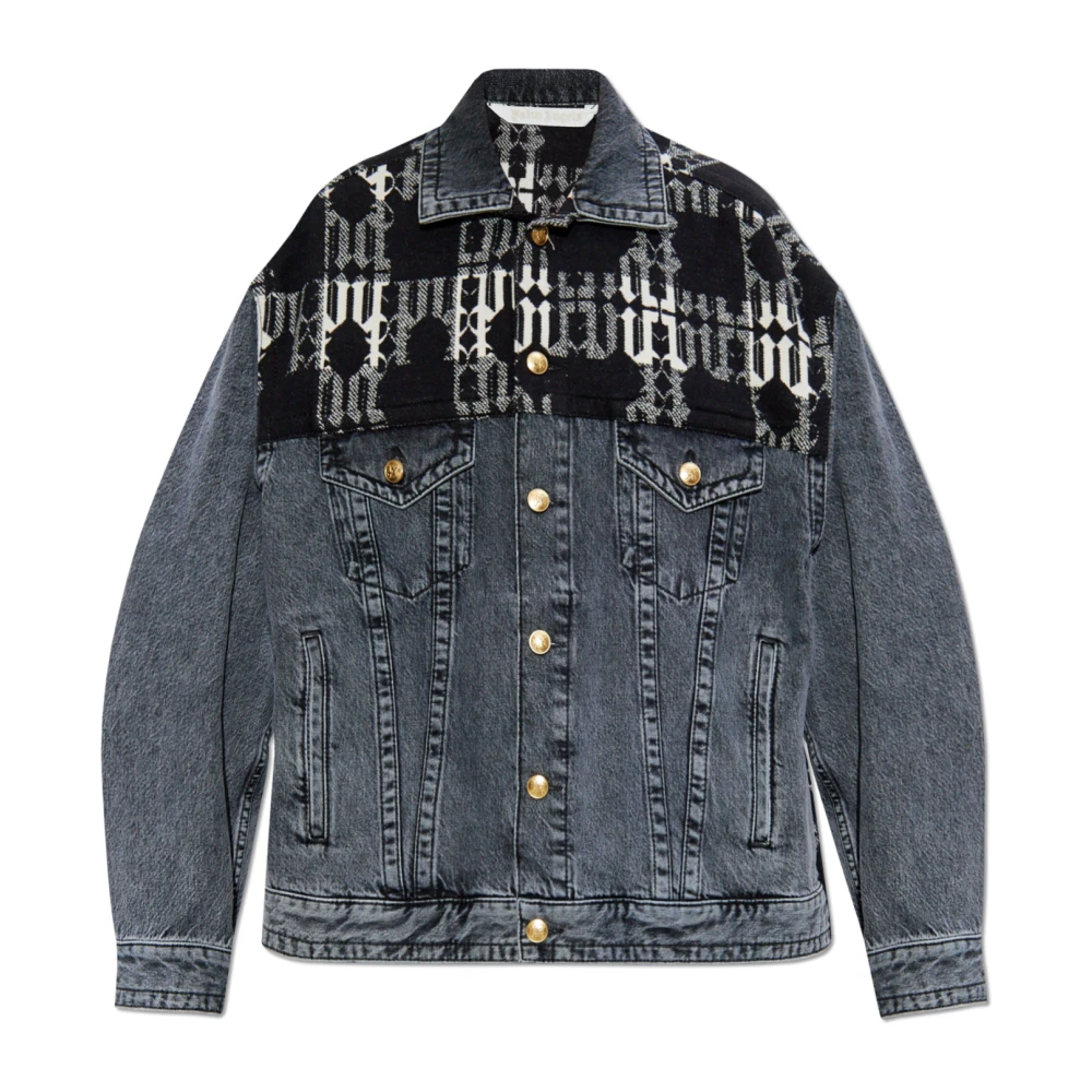 Palm Angels Spijkerjasje met logo Gray Dames