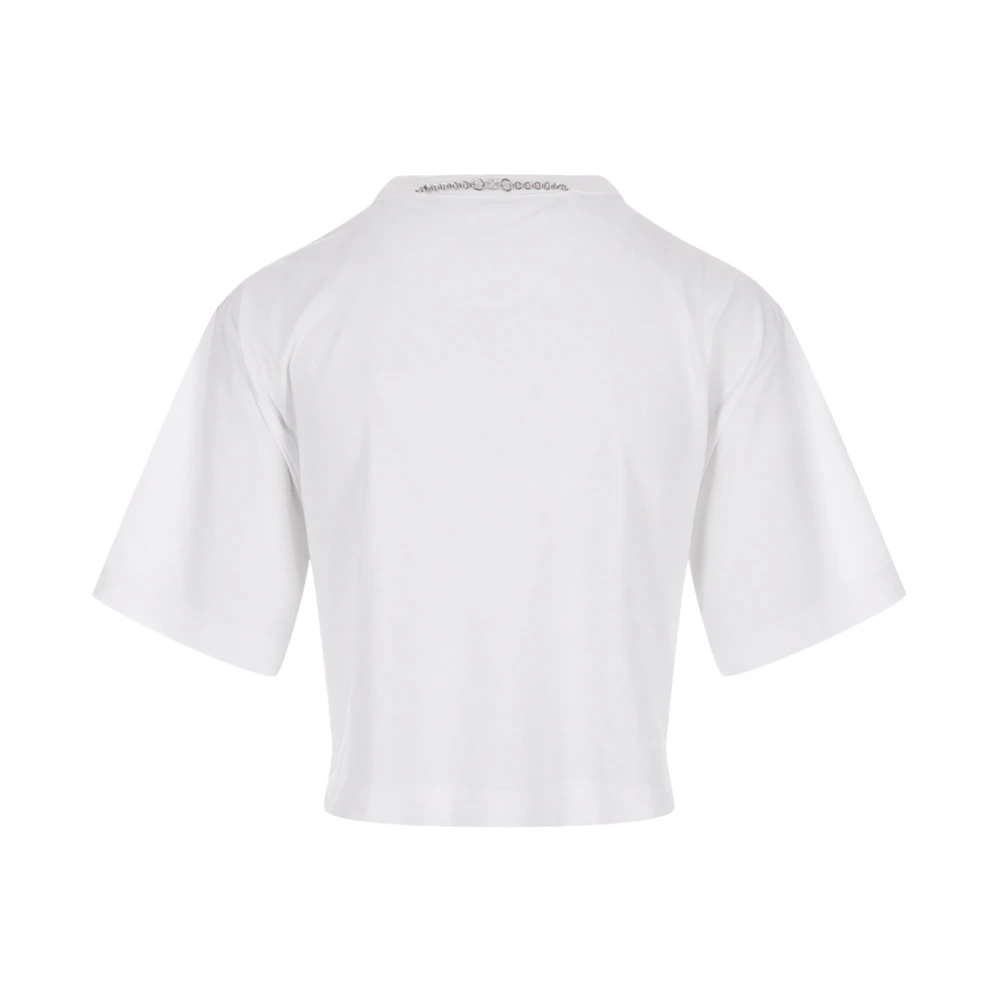 Paco Rabanne Zilveren T-shirt met Mesh Voorkant en Appliqué Gray Dames