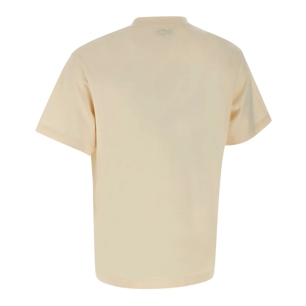 Lacoste Abstract Logo Katoenen T-shirt Ivoor White Heren