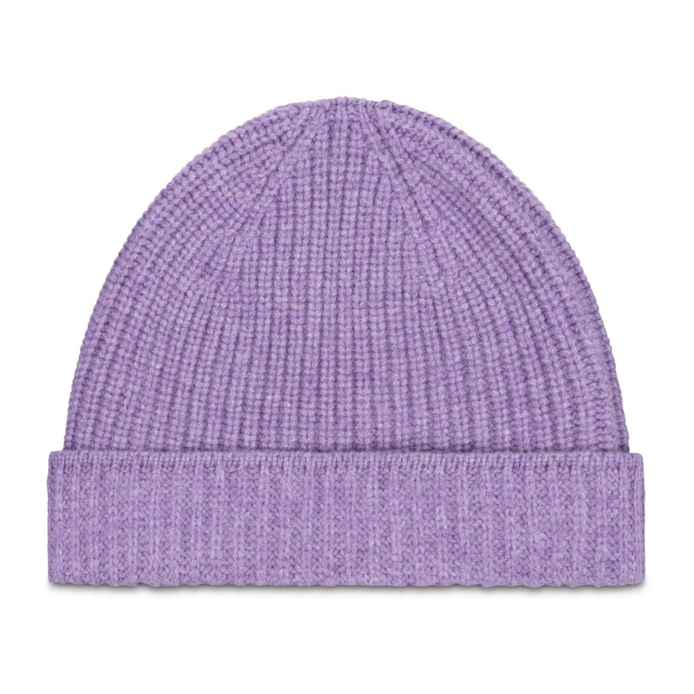 Zanieri Kasjmier Ribgebreide Muts Purple Heren