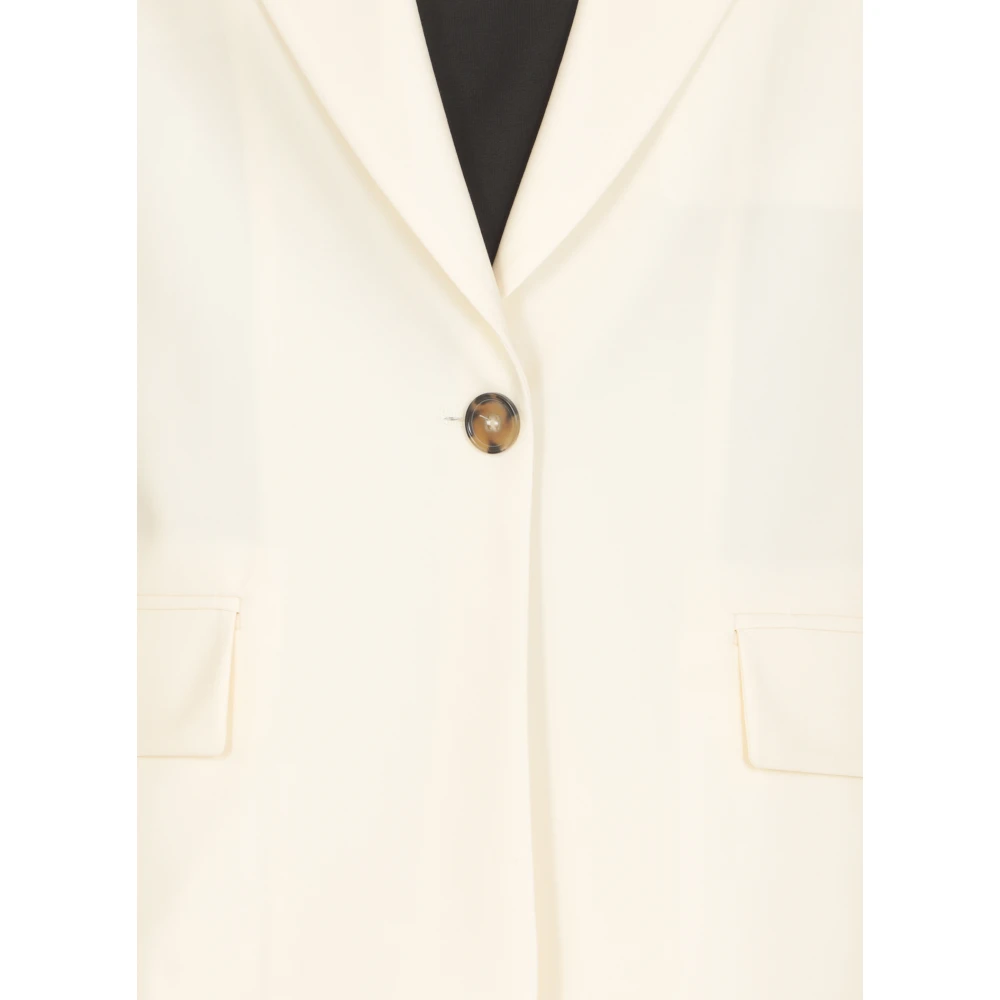 Msgm Ivoor Wol Blazer Peak Revers Jas Beige Dames