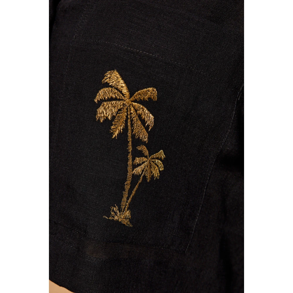 Palm Angels Afgeknipte shirt met logo Black Dames