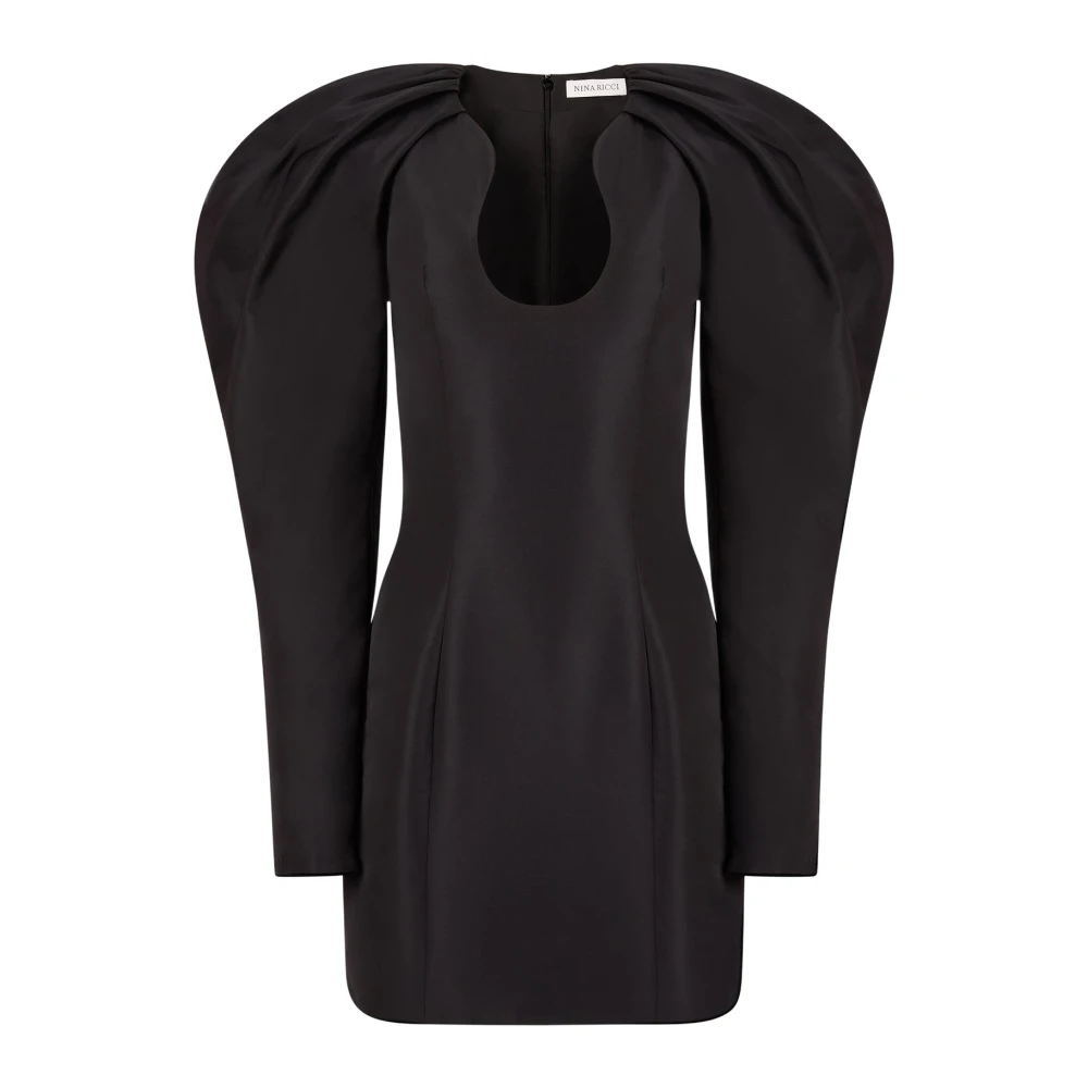 Nina Ricci Zwarte Mini Jurk met Lange Coconmouwen Black Dames