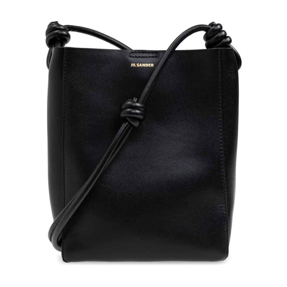 Jil Sander Zwarte leren crossbody tas met knoopdetails Black Dames