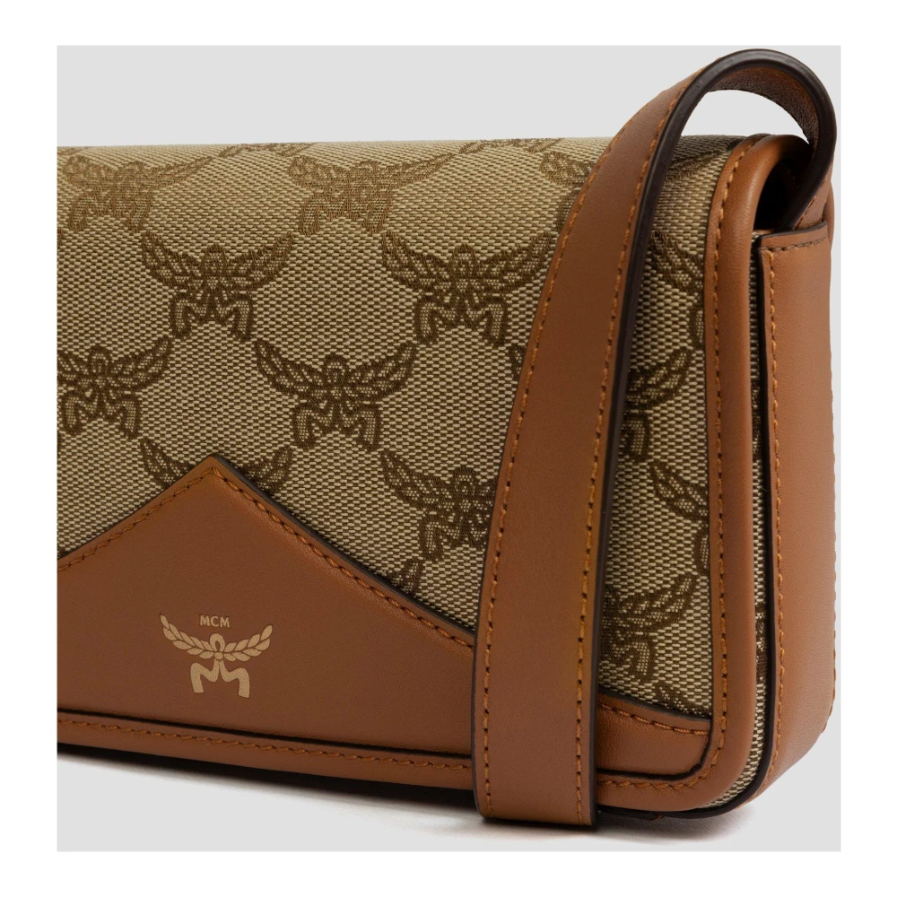 MCM Hemel Schoudertas in Lauretos Jacquard Beige Dames