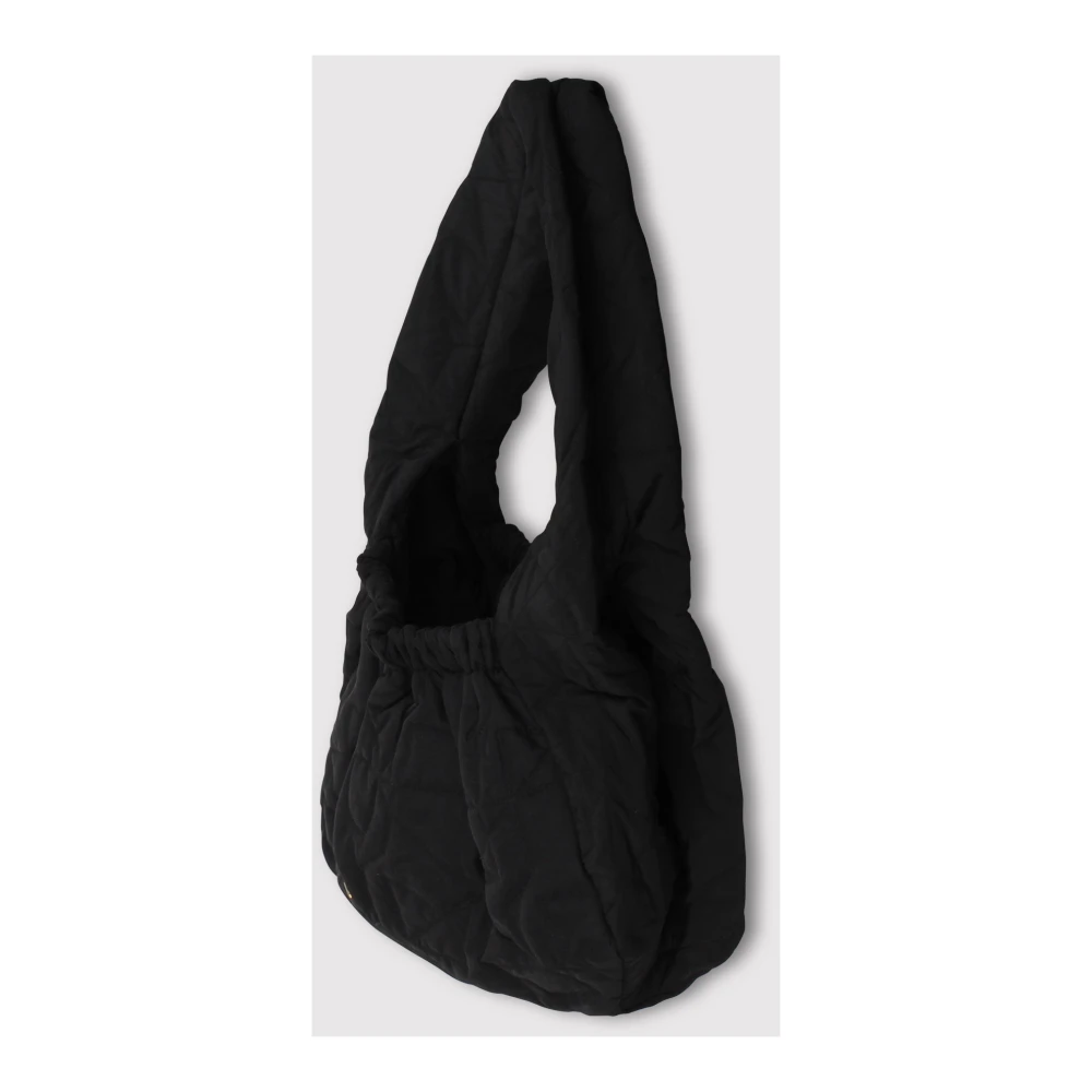 Patou Gouden Logo Schoudertas met Brede Banden Black Dames