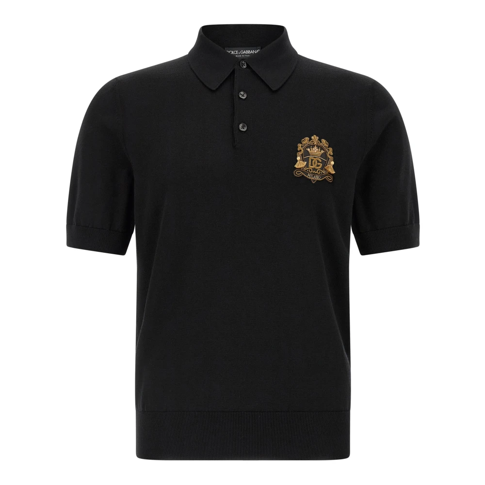 Dolce & Gabbana Men's Black Virgin Wool Polo Shirt