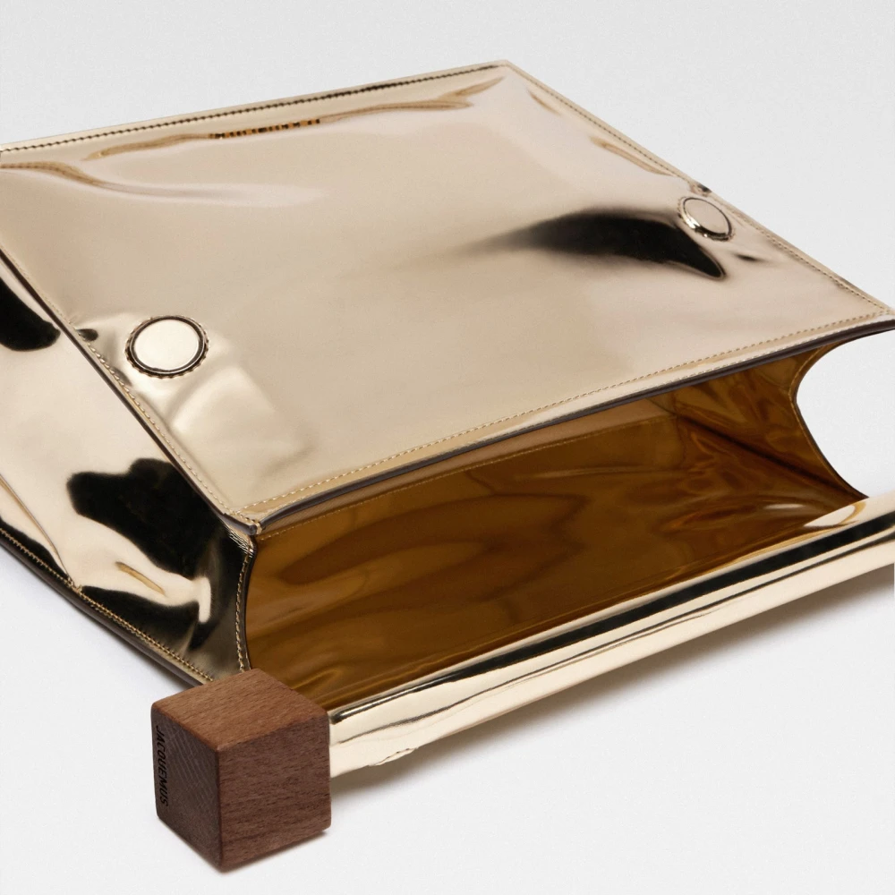 Jacquemus Ronde Vierkante Clutch Tas Goud Yellow Dames