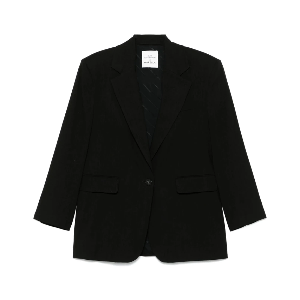 Marella Zwarte Geknoopte Jas Emily R. Stijl Black Dames