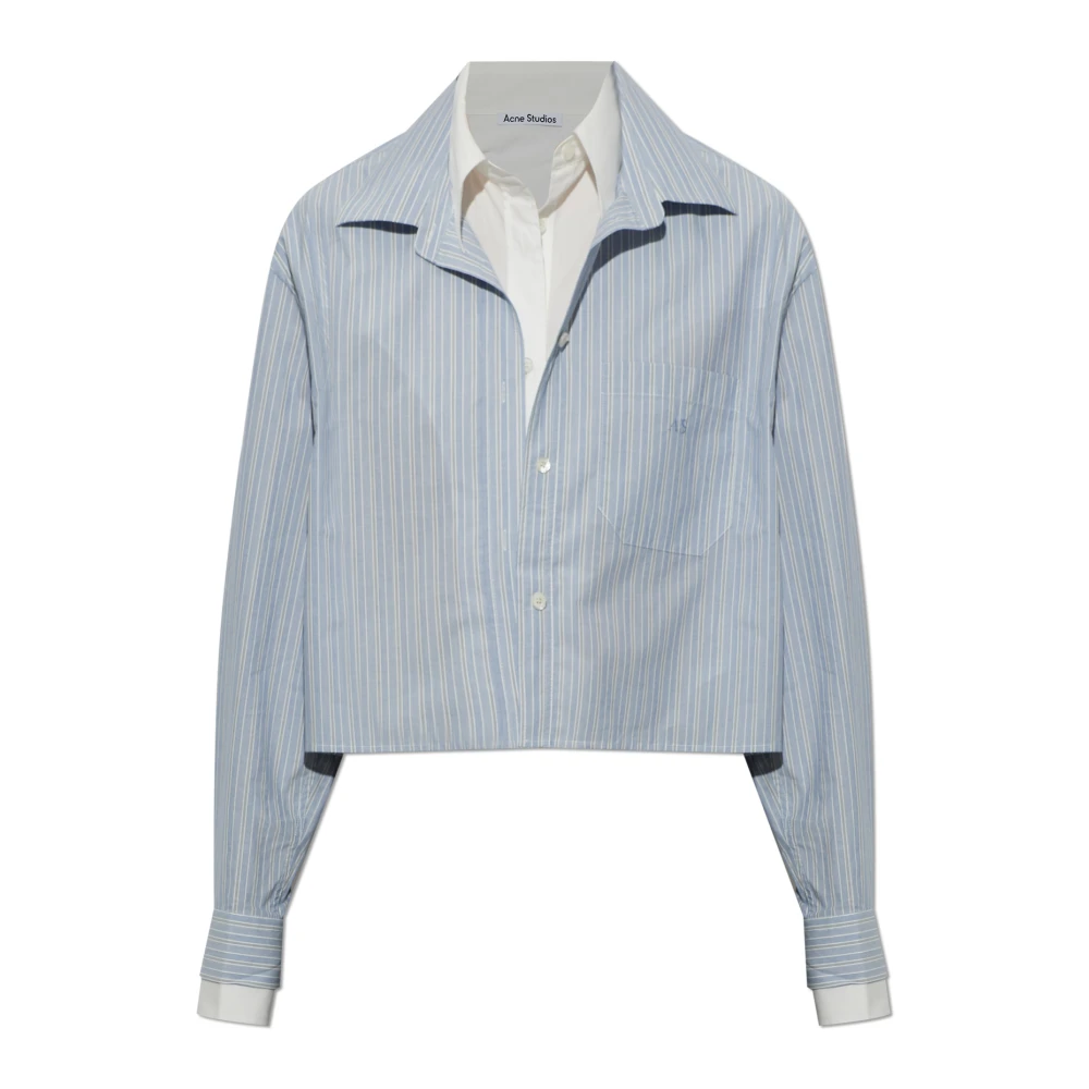 Acne Studios Striped Cropped Shirt - Woman Shirts Blue Eu - 36 - Immagine 3