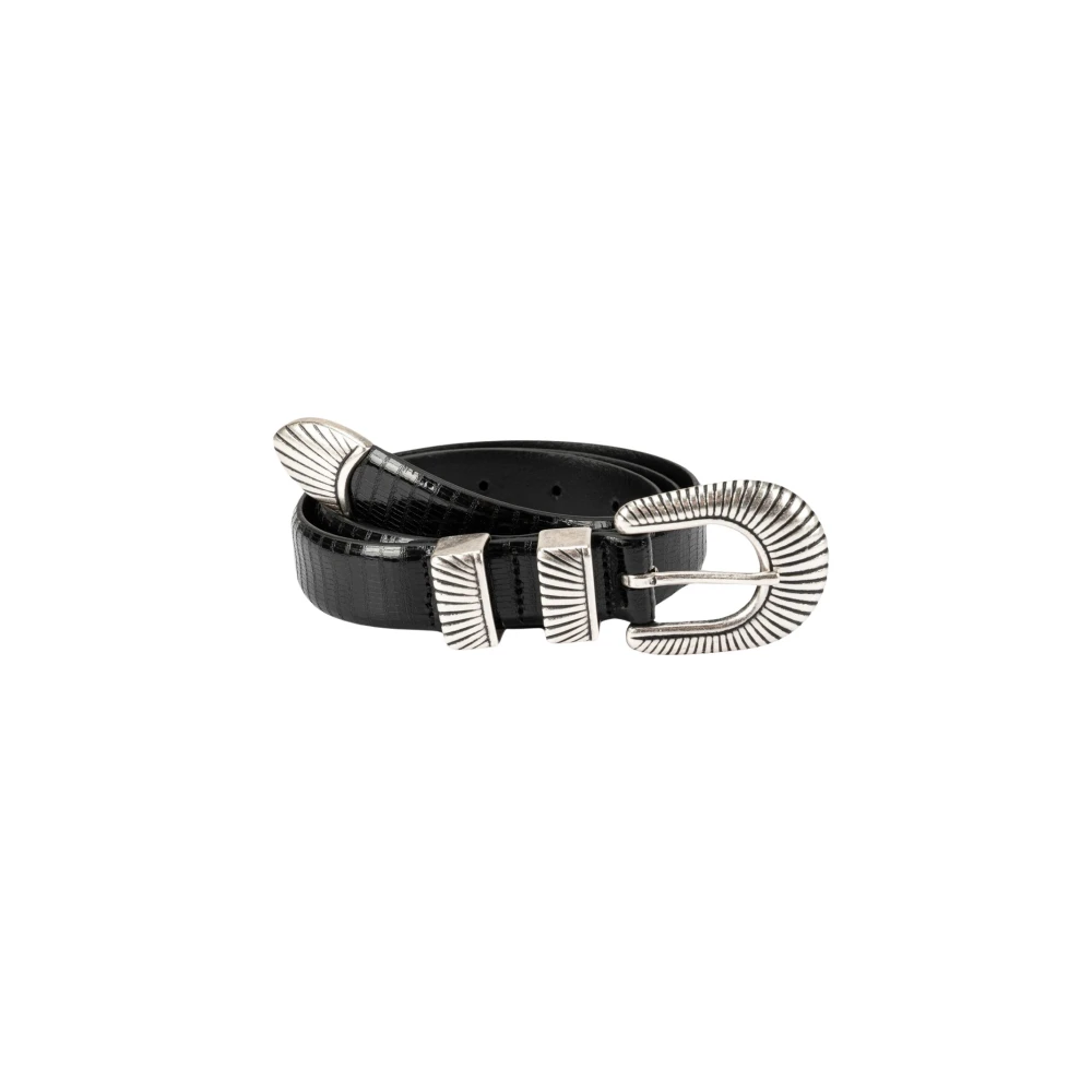 Barena Venezia Women's Black Crocodile-Embossed Leather Belt - Belts - Xs - Accessories