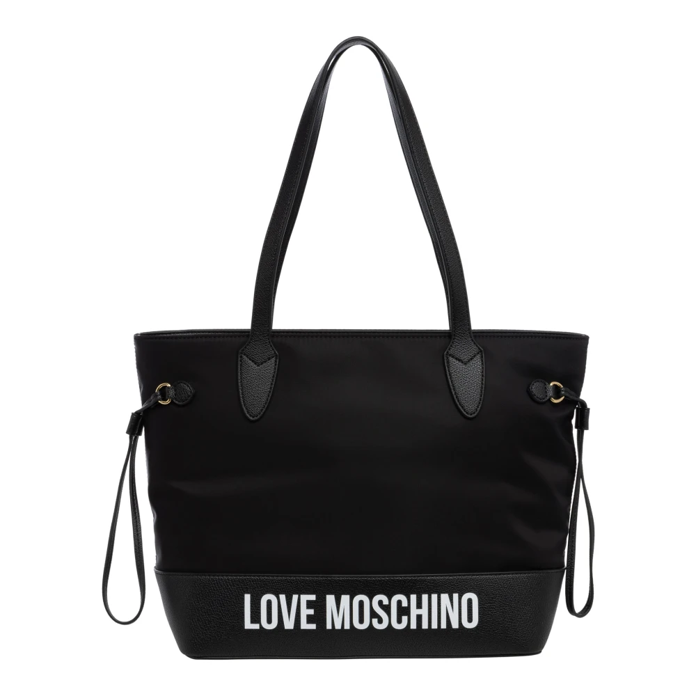 Love Moschino Logo Print Tote Bag met Rits Black Dames