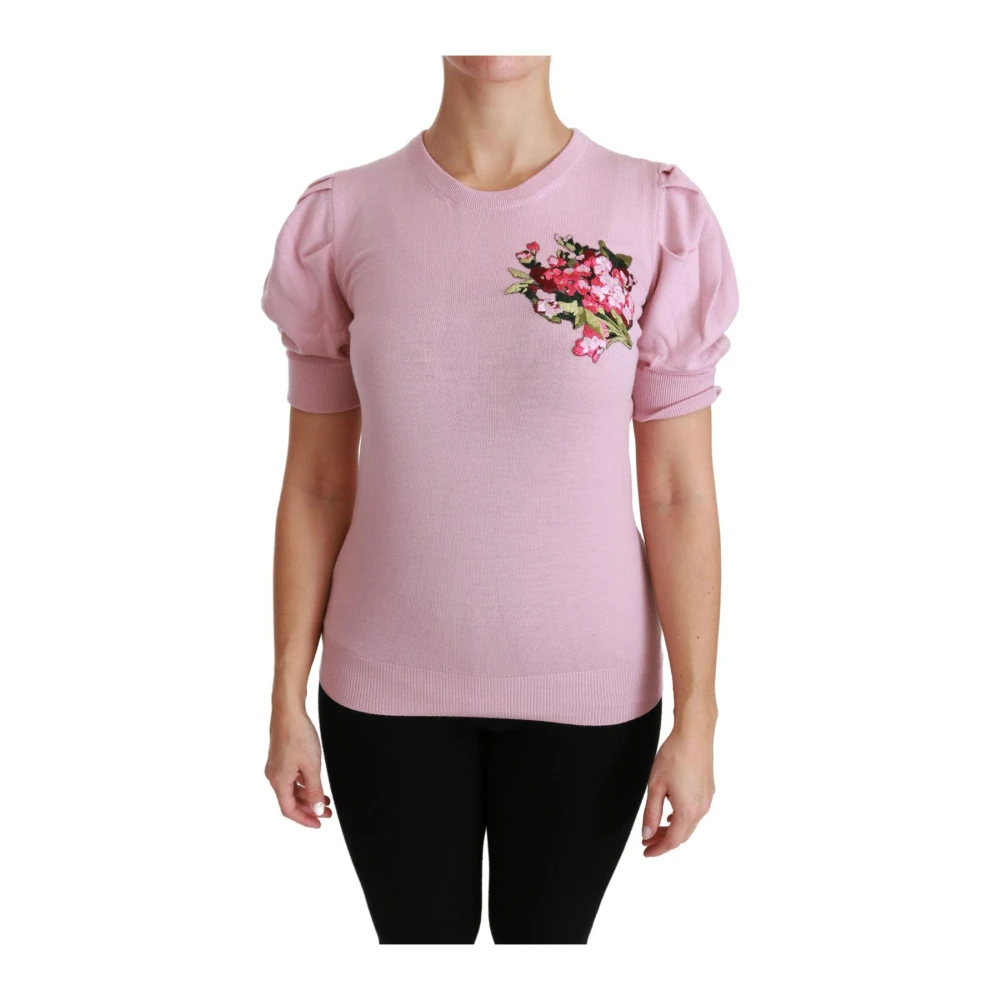 Dolce & Gabbana , T-Shirts, Female, Pink, Xl, Crewneck Short Sleeve Blouse