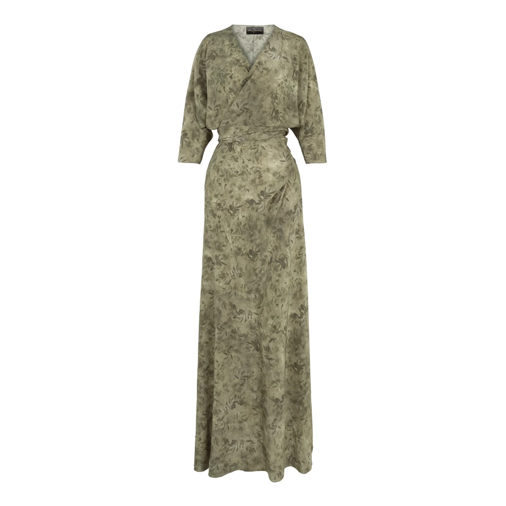Cortana Zijden Herba Print Gekruiste Jurk Green Dames