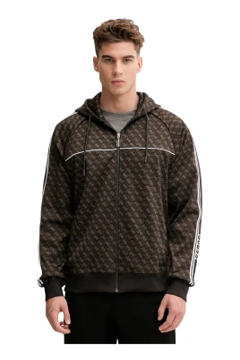 Mönstrad stickad hoodie