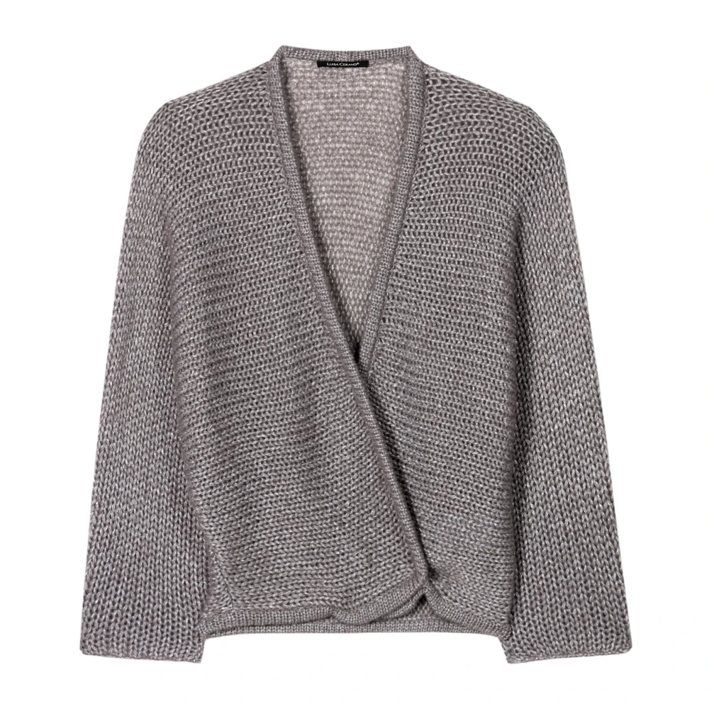 LUISA CERANO Glamoureuze Wollen Mix Cardigan Beige Dames