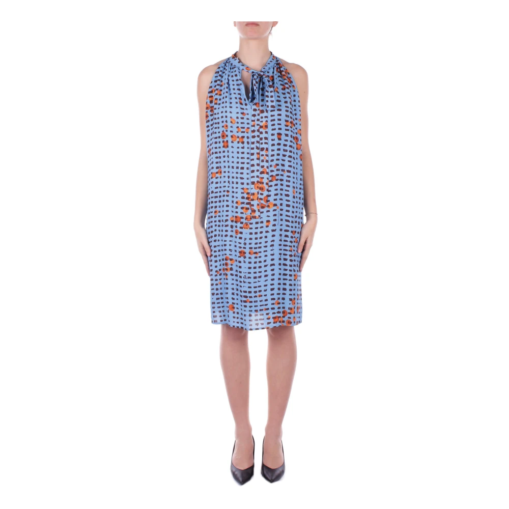 Manila Grace Lichtblauwe Jurk met Strikbandjes Blue Dames