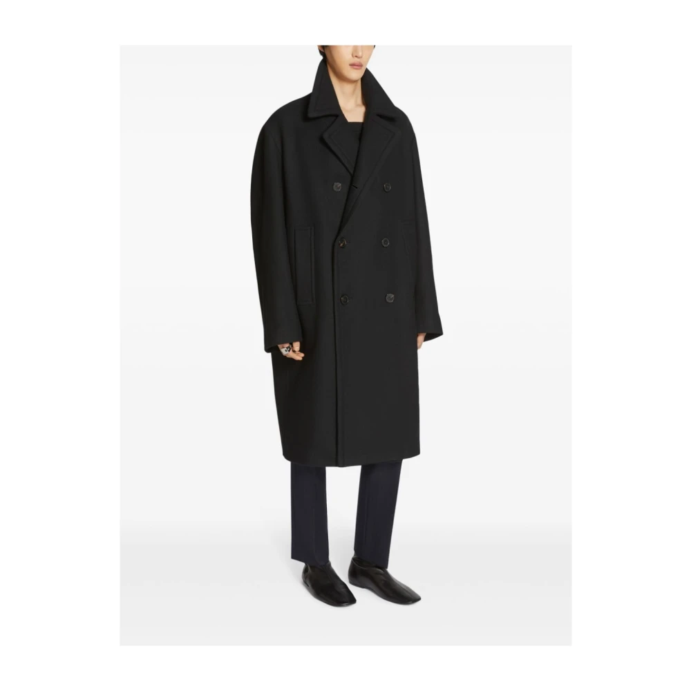 Dries Van Noten Wollen Loose Fit Mac Jas Black Heren