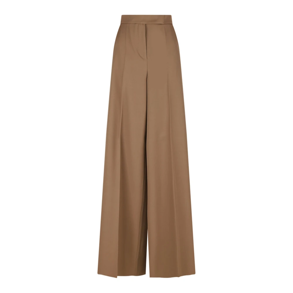 Max Mara Women's Brown Ninfa Wool Trousers Wide Leg - Wide Trousers - M - Trousers