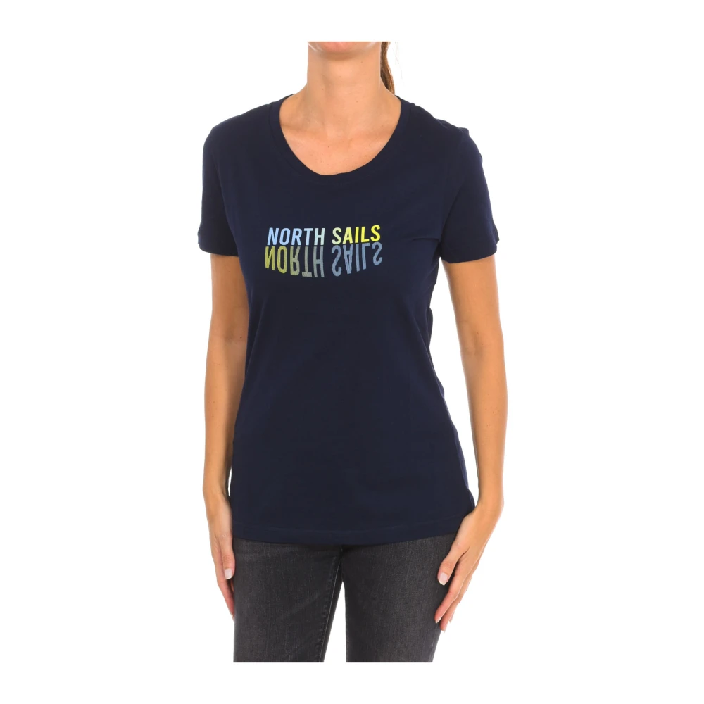 North Sails Women's Blue T-Shirts, S, Short Sleeve T-Shirt With Ribbed Neckline