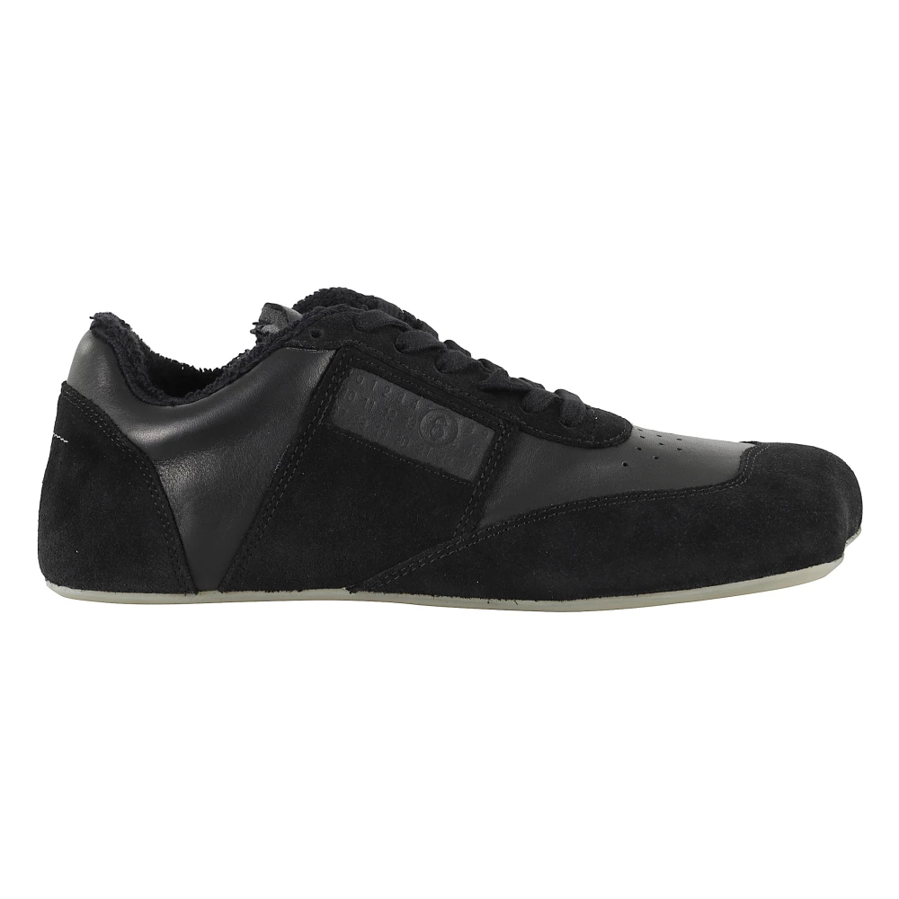 MM6 Maison Margiela Zwarte Leren Sneakers met Rubberen Zool Heren Schoenen