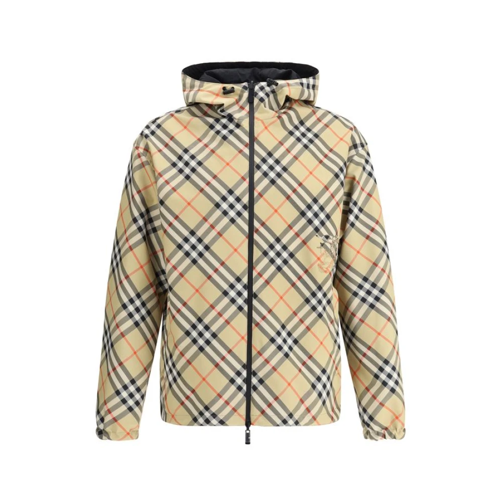 Burberry Men's Beige Rain Jackets, Xl, Reversible Waterproof Jacket Archivio Check