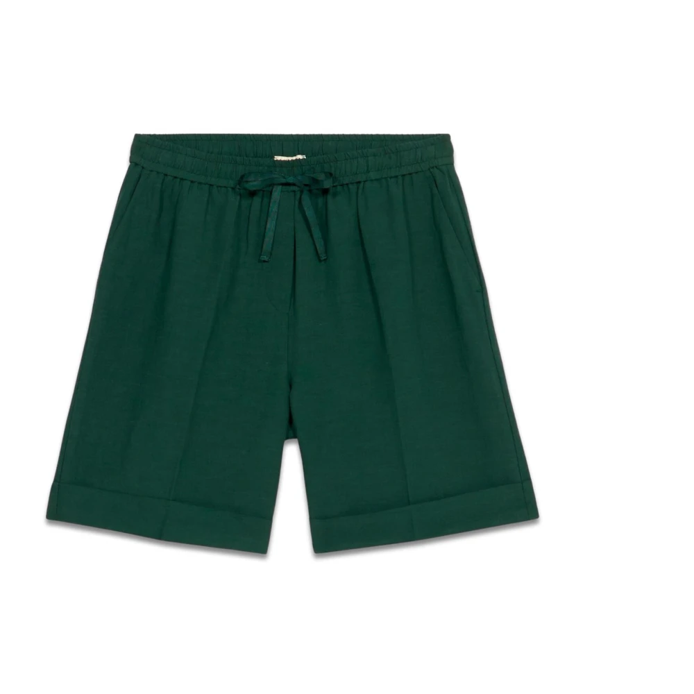 Oltre Linnen Bermuda Shorts Green Dames