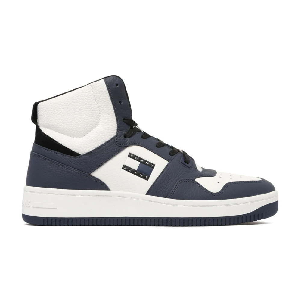 Tommy Hilfiger Men's Black Sneakers,, Blue Retro Basketball Trainers Size 10 Uk