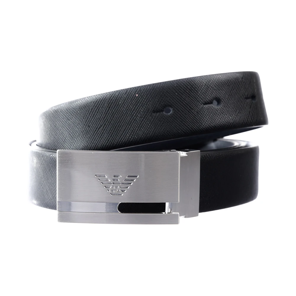 Emporio Armani Mannelijk Zwart Accessoires Heren, One Size, Leer, Reversible Riem