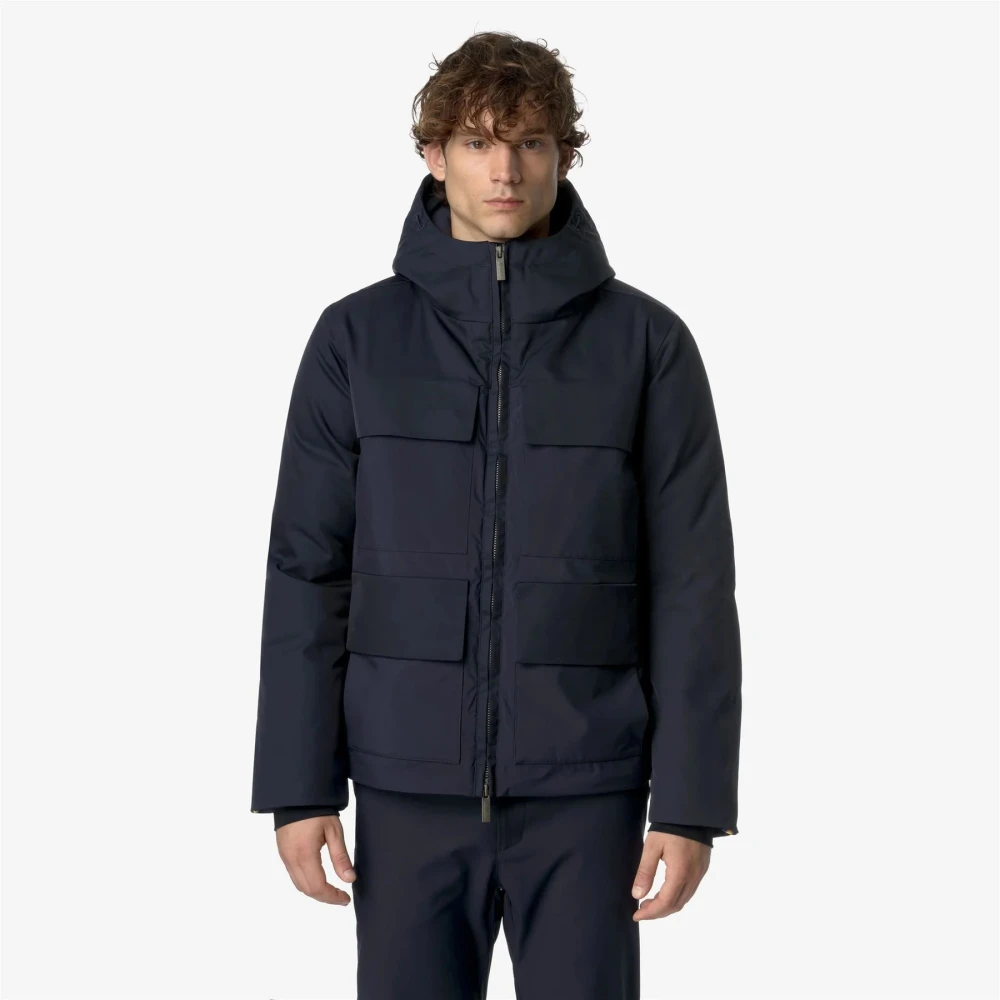 K-way Heren Twill Stof Korte Jas Blue Heren