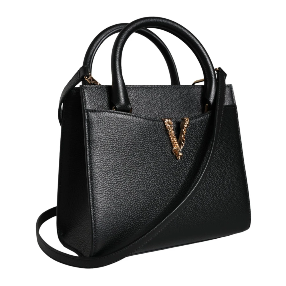 Versace Zwarte leren crossbodytas met verstelbare band Black Dames