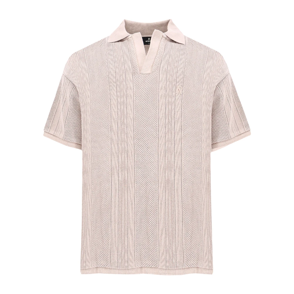 Represent Geborduurde katoenen polo shirt met logo Beige Heren