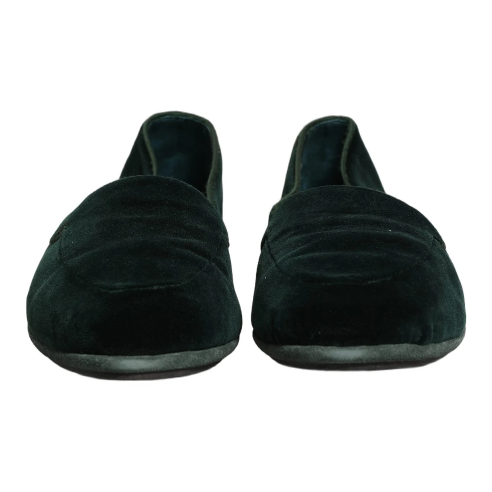 Dolce & Gabbana Green Velvet Slip On Men Flats Loafers Shoes - EU44/US11 - Image 2
