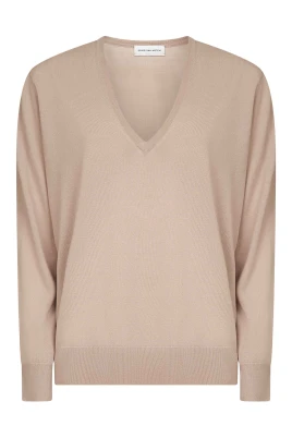 V-ringad Beige Tröja Merinoull