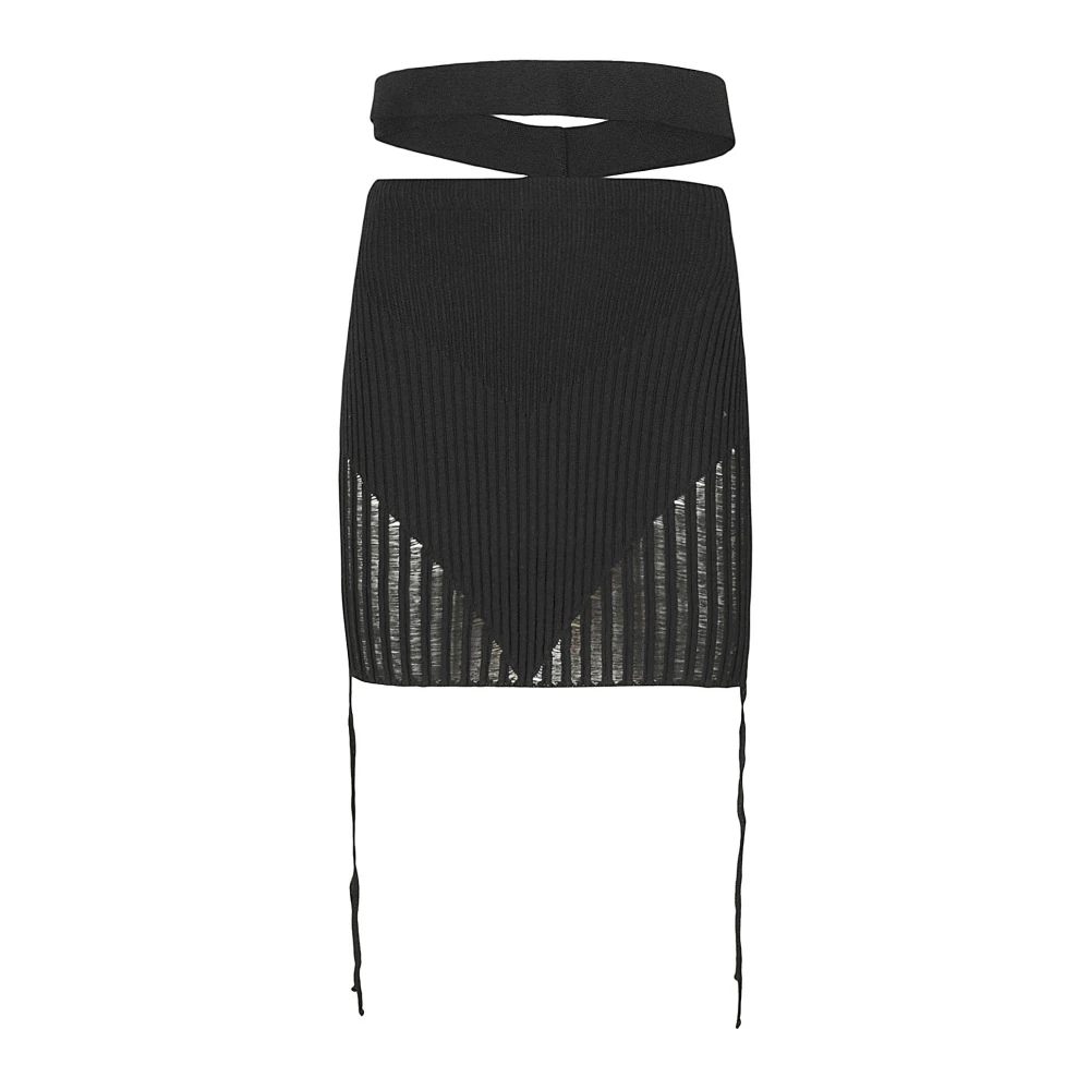 Andrea Adamo Geribbelde Gebreide Minirok Black Dames