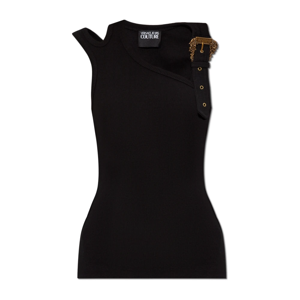 Versace Jeans Couture Geribbelde tanktop Black Dames