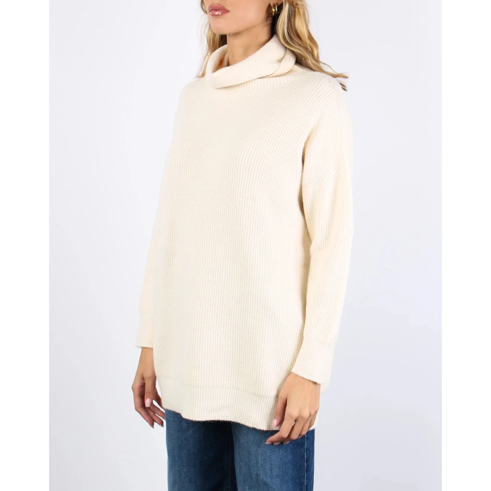 Manila Grace Trui met hoge hals Beige Dames