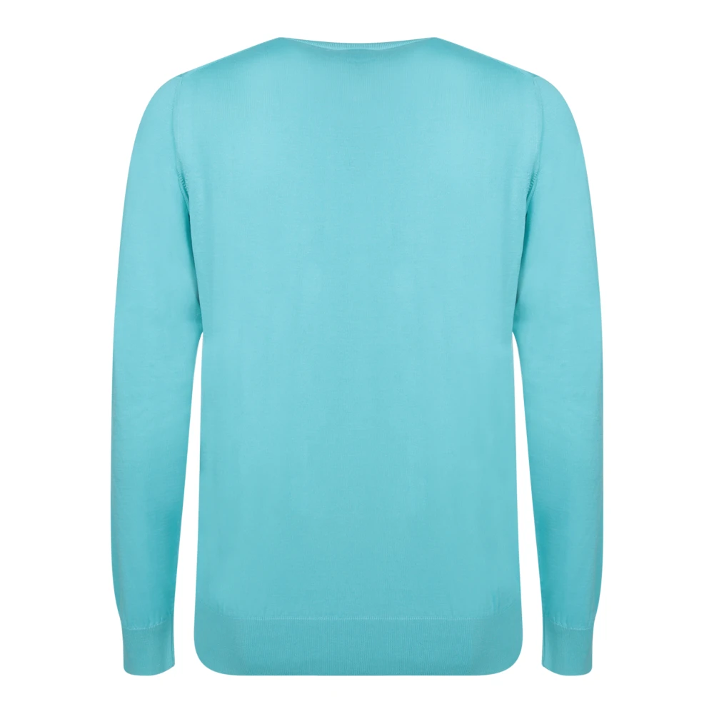 Moorer Turquoise Crew Neck Sweater Blue Heren